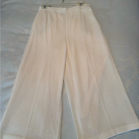 St. John Collection Pants - St. John Collection Cream Wide Leg High-Waisted Pants